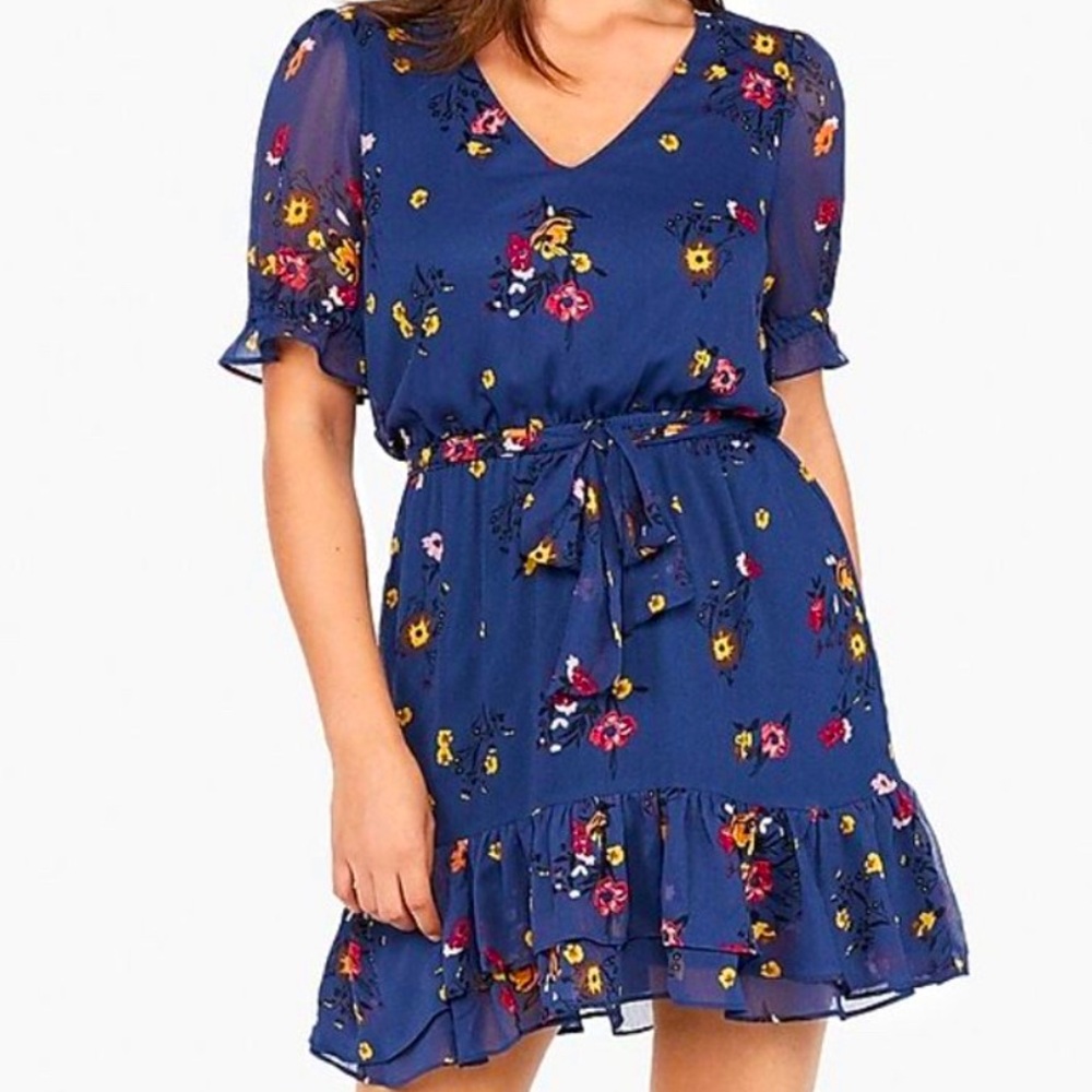 Express - Floral Blue Dress